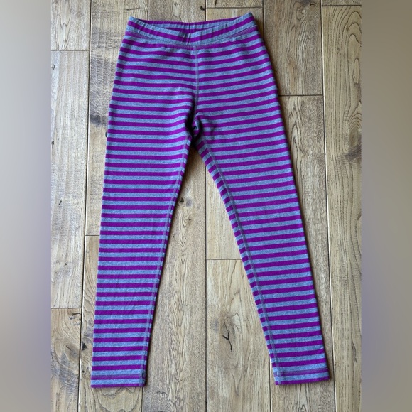 Hanna Andersson Thick Purple and Gray Striped Leggings size 8 - Picture 1 of 6